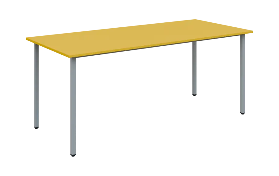 JSB 180N Jídelní stůl 1800 x 800 mm, deska žlutá odio / podnož stříbrná